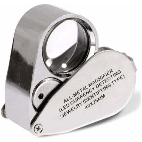 Loupe de bijoutier - 40x - Pliante pour bijoux - Avec lumière LED éclairée - Détection de devise LED/jewlers identifiant le type Lupe (1/5)
