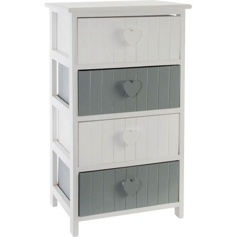 Cajonera Paulownia 40X29X73 Corazones Blanco (1/4)