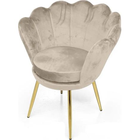 Poltrona in velluto beige cm 58x67x79h