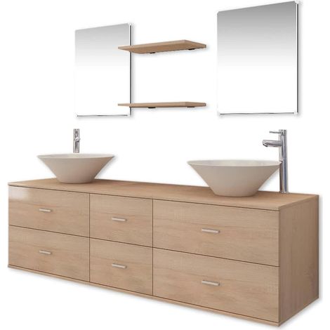 Maison Exclusive - 9-tlg. Badmöbel-Set mit Waschbecken und Wasser (1/5)