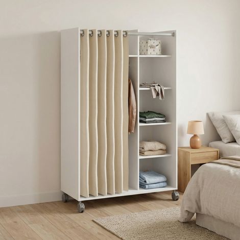 Armario Grande Alfango, Ropero Dormitorio Perchero, 48.25x160h cm Blanco (1/5)