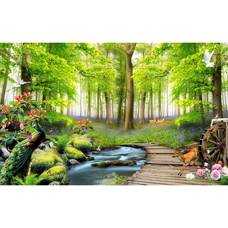 Papier peint panoramique - Chemin Forêt - 260 cm x 163 cm (1/2)