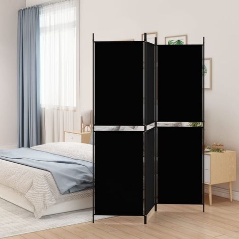 3-tlg. Paravent Schwarz 150x180 cm Stoff