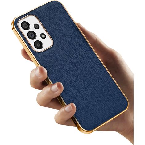 Étui pour Samsung Galaxy A13 4G, en cuir de vachette, bleu (1/4)