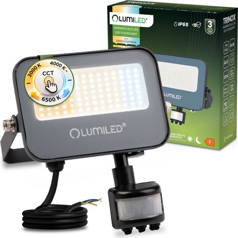 Projecteur LED Trinox 20W 2000lm CCT IP65 Gris avec détecteur de mouvement et de luminosité Lumiled (1/5)