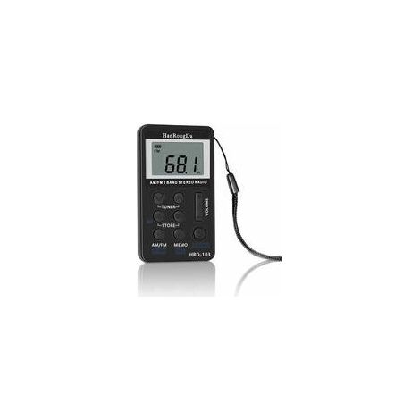 royaluxe -Radio FM de Poche Mini LCD stéréo DSP Radio avec écouts 60-108 MHz pour conférence, répétition, Examen, Sport, Guide Touristique (Noir) (1/5)