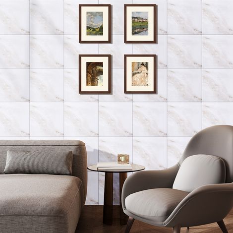 10pcs Peel and Stick White Marble Wall Sticker (1/5)