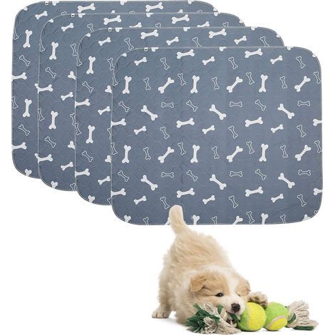 Set of 4 puppy training pads, pet grooming pads, reusable super absorbent mattress protectors for dogs and cats - grey (1/5)