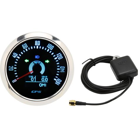 Compteur de vitesse GPS 0-160 MPH écran LCD étanche IP67 rétroéclairage multicolore universel pour voiture bateau camping-car yacht noir (1/5)