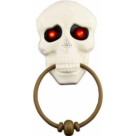 Halloween Door Cloche Scary Scary Door Hornocker avec des yeux lumineux et une porte sonore porte la porte de la porte jouet PLAY House House Décor Blanc Taille unique (1/5)