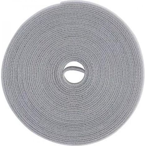 Kabelbinder, wiederverwendbar und vielseitig einsetzbar für das Kabelmanagement, 5 m x 1,2 cm, grau (1/4)