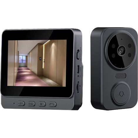 Sonnette Vidéo Sans Fil Avec Écran IPS 4,3 Pouces, Visiophone Intérieur Extérieur Avec Vision Nocturne Infrarouge, (1/5)