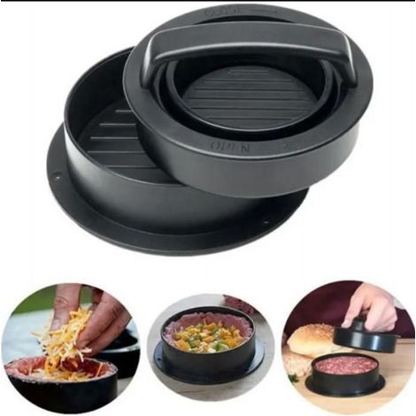 Navaris 3 en 1 presse à hamburger - Presse à steak haché différentes tailles - Machine à burger pour cuisine viande hachée - Grill (1/4)