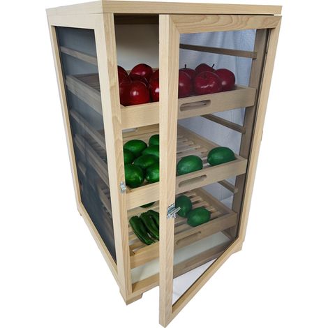 Garde-manger grillagé en hêtre 6 tiroirs – Dimensions 81x52x57 cm – Pour fruits, légumes et fromages – Fabrication française – Outils Et Nature (1/5)