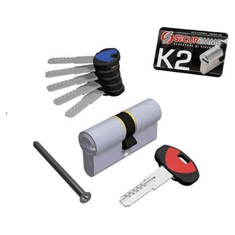 Securemme Cilindro Cromo Satinato K2 5 Chiavi Mm. 95 (40+55) (1/3)
