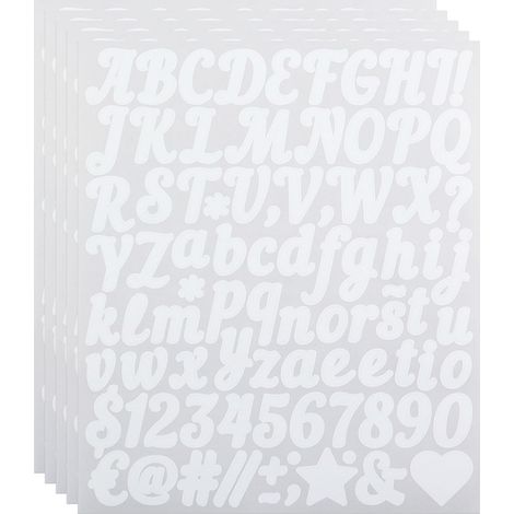 Lot de 440 autocollants en forme de petites lettres et chiffres de 2,5 cm pour scrapbooking, bouteille d'eau, porte-nom, lettres adhésives résistantes aux intempéries - Blanc (1/5)