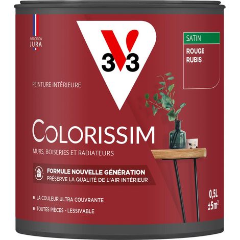 Peinture murale intérieure Colorissim® V33 Rouge rubis Satin 0,5L