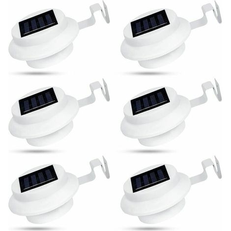 Ensemble de lampes solaires pour gouttières extérieures, 3 LED, étanches IP44, blanches, pour clôture, allée et chemin.-AquaForge
