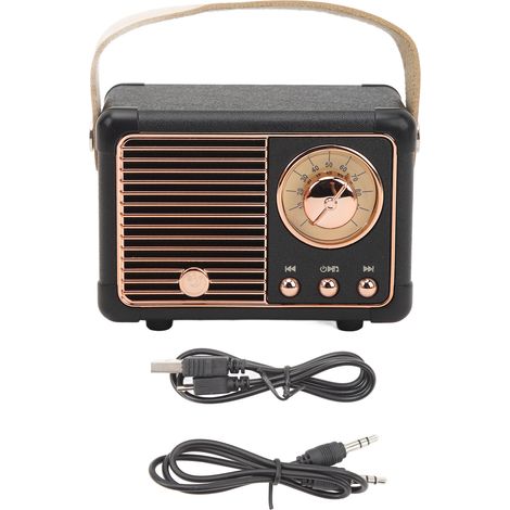 Enceinte Bluetooth Rétro Portable Sans Fil Haut-Parleur Audio pour Maison Extérieur Batterie Intégrée 400mAh Noir (1/5)