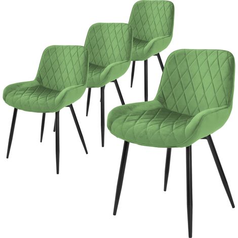 ML-Design Set 4 Sedie da Pranzo Cucina con Schienale Verde Salvia Poltroncina da Soggiorno Rivestimento in Velluto Seduta Imbottita Gambe in Metallo Design Moderno ed Elegante Sedia Scrivania Studio