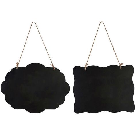 Tableau d'affichage en bois noir compatible avec la maison, lot de 2, tableau noir suspendu double face (1/2)