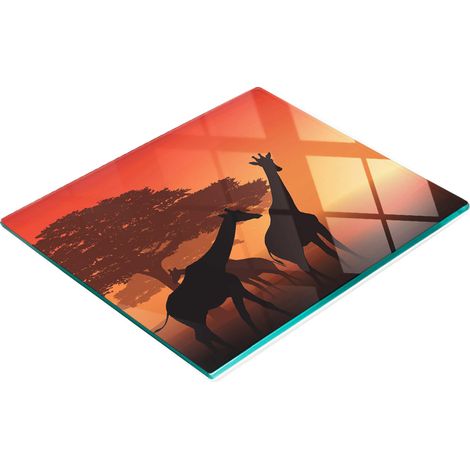 Multifunktionale Küchendekorationsplatte aus gehärtetem Glas, Giraffe, 60 x 52 cm (1/5)