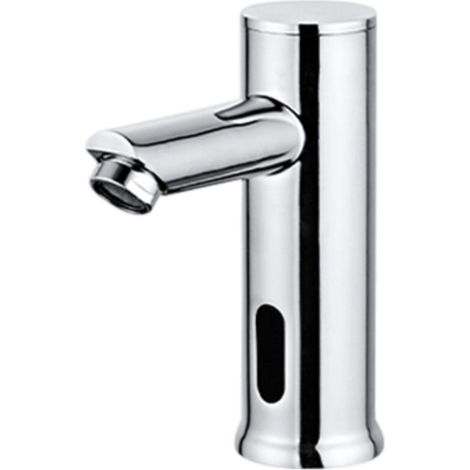 Grifo electrónico para lavabo, sensor infrarrojo, latón cromado, manos libres, baño público (1/5)