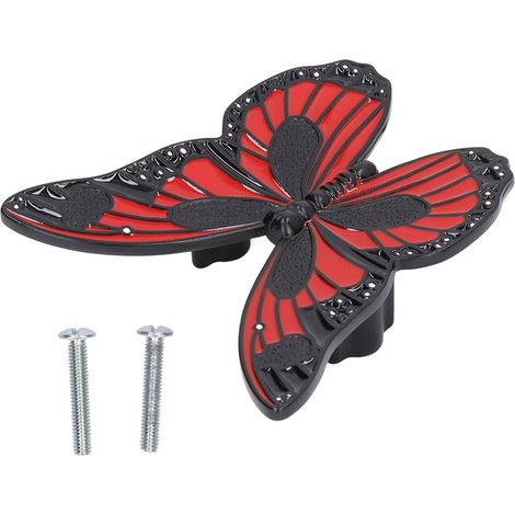 Poignée papillon artistique en alliage de zinc, style moderne et minimaliste, bouton de porte de tiroir/armoire/penderie, quincaillerie pour meubles, poignée de porte de placard rouge (1/5)