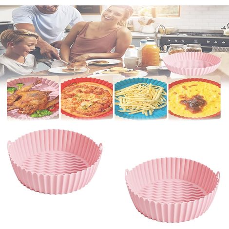 BARKBUSTERS Poêle à frire en silicone pour friteuse à air réutilisable Accessoire pour friteuse à air 100 % comestible (rose 19,1 cm) (1/3)
