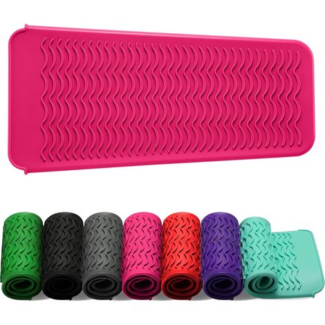 Pochette en silicone résistante pour fer plat, fer à boucler, outils de coiffure chauds (Hotpink) (1/5)