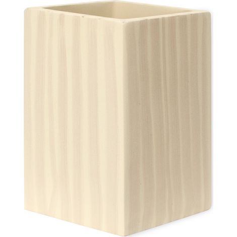 Bicchiere porta spazzolini serie cool da appoggio effetto legno chiaro. (1/3)