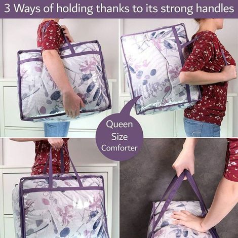 Sacs de rangement zippés en vinyle transparent (lot de 3) : 40 L. Sacs de rangement robustes pour pulls, couvertures, couettes et p (1/4)