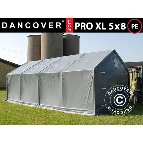 Storage shelter PRO 5x8x2.5x3.89 m, PE, Grey - Dancover