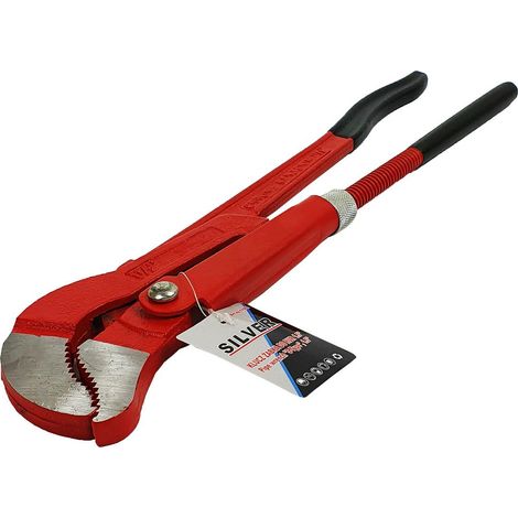 Llave para tuberías Silver 1,5", mandíbulas tipo S, uso profesional para fontanería, construcción y mantenimiento, acero resistente y duradero
