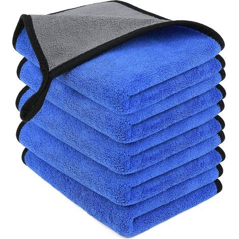5PCS Chiffon en Microfibre, Réutilisable Chiffon de Nettoyage en Microfibre pour Nettoyage Vitres/Tous lavages/Machine à Polir Les Voiture/Domestique, Super Absorbant Chiffon Microfibre 30x40cm (1/2)