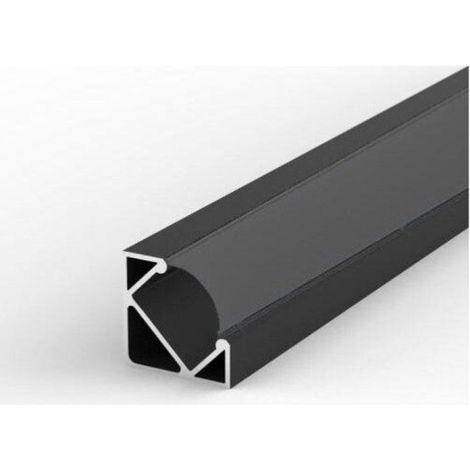 Optonica – Profilé aluminium noir angle 2m pour ruban LED – Couvercle opaque – Éclairage homogène sans points lumineux – Compatible 12V et 24V