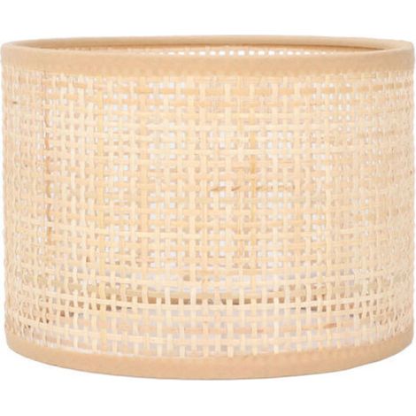 Lampenschirm aus geflochtenem Rattan – Durchmesser 16 cm – Höhe 12 cm – Kompatibel mit E27- und E14-Glühbirnen – Vintage-Design für Tischlampen und Kronleuchter