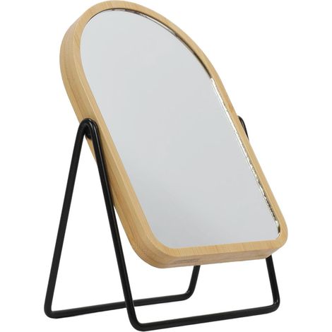 Kosmetikspiegel mit Bambusrahmen, mit Vergrößerung, drehbar, Ø 17,5 cm
