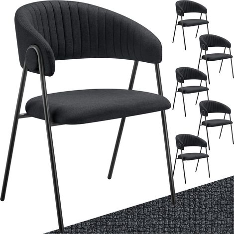 Lot 6 Fauteuils rembourré ergonomique en tissu 150kg max noir (1/5)