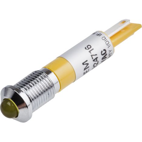 Voyant LED lumineux Jaune RS PRO, dia. 8mm, 110V c.a., IP67 ( Prix pour 1 ) (1/2)