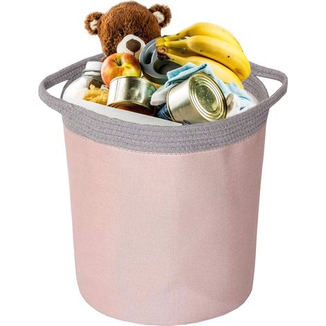 Wäschekorb, tragbare Aufbewahrungstasche, faltbare Wäschekörbe aus wasserdichtem Stoff, Kleidung, Spielzeug, Organizer mit großer Kapazität (X-Rosa Grau)