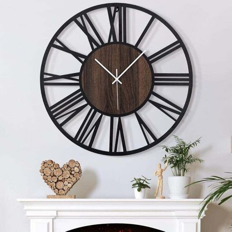 Wall clock with a modern retro design, large silent wall clock, 50 cm/20 inches, for the living room, kitchen and office (1/4)