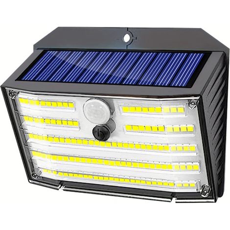 Lampe solaire ultra-lumineuse pour clôture avec détecteur de mouvement et 3 modes d'éclairage (1/5)