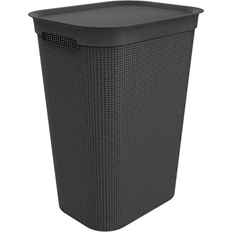 Rotho Brisen - Cesto para la Ropa Sucia con Tapa, 50 L, de plástico de Polipropileno, Negro, 50 Liter (43 x 34 x 53 cm)