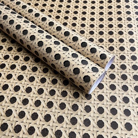 JSSEVN - Selbstklebende Rattan-Tapete, 45 x 1000 cm, abziehbare und aufklebbare Tapete, Klebetapete für Möbel, Schlafzimmer, Wohnzimmer, Badezimmer, WC (1/5)