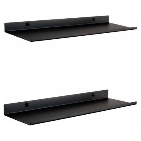 QORVA Schwarzes Wandregal-Set (2 Stück), 50 cm, Metall, unsichtbare Montage, für Bücher, Dekoartikel, Badezimmer, Wohnzimmer, Küche, Schlafzimmer oder Büro (1/5)