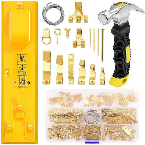 Kit de fixation pour tableaux, outil de suspension de cadres avec niveau à bulle, comprenant 226 pièces. (1/5)