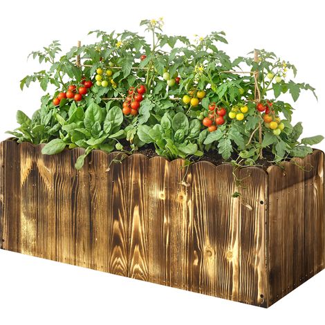 Jardinière Rectangulaire pour Intérieur et Extérieur, en Bois de Sapin, 80x33x30 cm, Couleur Bois (1/5)