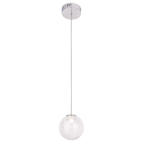 Suspension chromée boule verre bulles LED 1,5W Maxlight