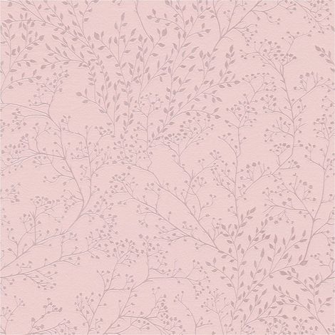 Country style wallpaper wall Profhome 381002 non-woven wallpaper slightly textured Ton-sur-ton shiny pink 5.33 m2 (57 ft2) (1/5)